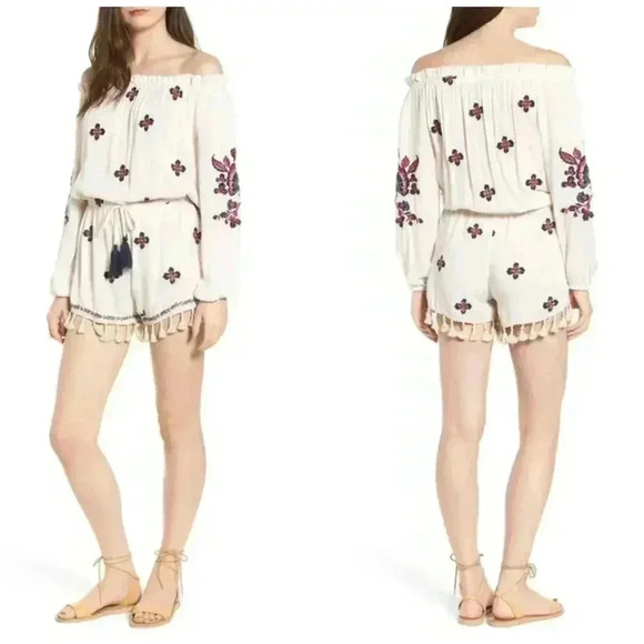 RAGA Tessi Embroidered Off-the-Shoulder Romper - Picture 1 of 14
